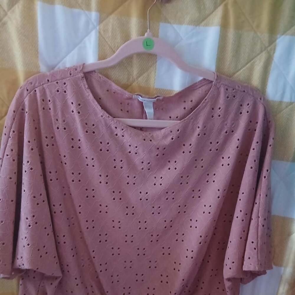 Addition Elle Pink Eyelet Tie-Front Top Size L